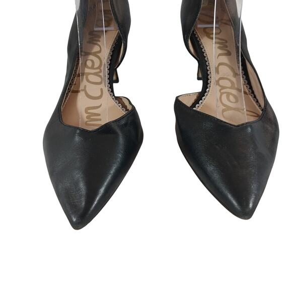 SAM EDELMAN! BLACK GENUINE LEATHER POINTY TOE CLASSIC CUTAWAY PUMPS! SZ 5.5M - Picture 3 of 8